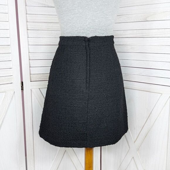 H&M Tweed A Line Skirt Rhinestone Faux Buttons Black 8 - Picture 4 of 14